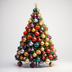 A Christmas tree that shone with holiday cheer, its decorations and gifts adding a special touch to the season. - obrazy, fototapety, plakaty