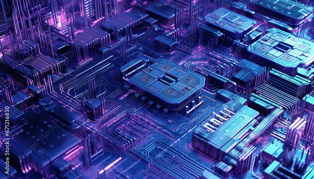 Poster complexity of modern electronics industry computer chips, semiconductors, and circuits generated by 