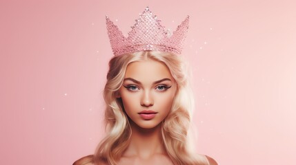 girl with a crown on her head. - obrazy, fototapety, plakaty