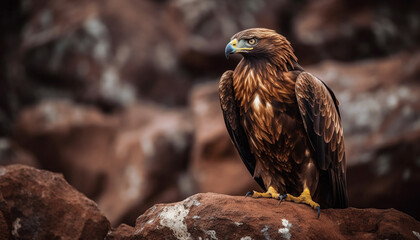 Fototapeta premium The majestic bald eagle perching on a branch, looking regal generated by AI