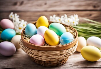 Obraz premium colourful easter eggs in an easter basket