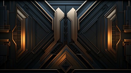 Fototapeta premium art deco black and gold decoration, majestic retro entrance portal