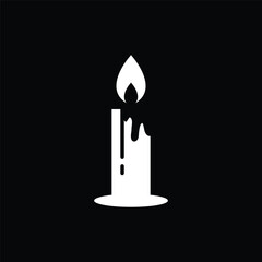 A candle vector icon black background style design isolated on white background. Editable stroke. Vector illustration.
