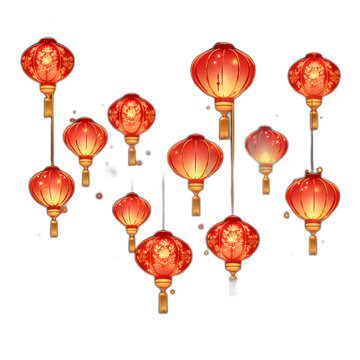 Chinese lanterns isolated on transparent or white background, png