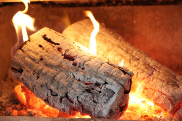 fire in the fireplace.