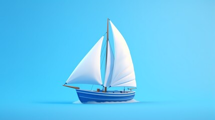 a blue and white sailboat - obrazy, fototapety, plakaty