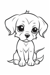 Fototapeta premium Pencil drawing to color of a puppy. Generative AI.