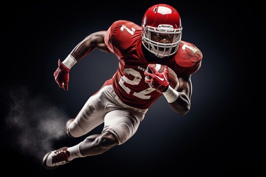 American Football player running with ball.