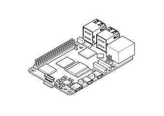 Raspberry Pi 5 board Silhouette	