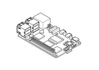 Raspberry Pi 5 board Silhouette	