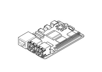 Raspberry Pi 5 board Silhouette	