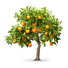 Tangerine or kumquat trees isolated on transparent or white background, png - obrazy, fototapety, plakaty