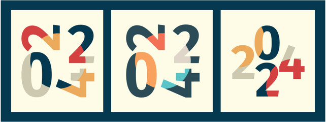 2024. holiday. holiday. joy. Christmas tree. numbers. sign. year. new year. christmas. vector. on a colored background.