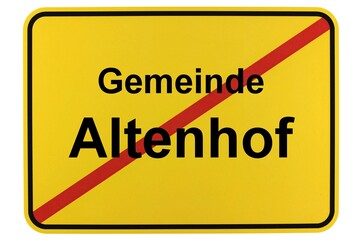 Illustration eines Ortsschildes der Gemeinde Altenhof in Mecklenburg-Vorpommern