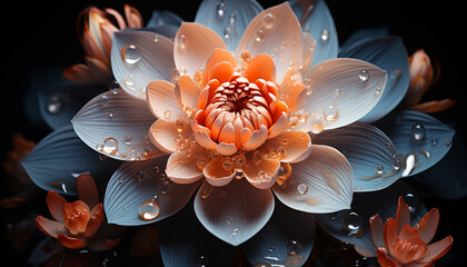 Nature beauty in a single flower, reflecting colors underwater generated by AI