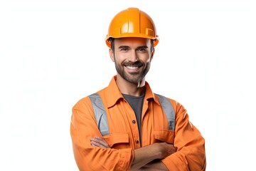 Professional engineer on white background.