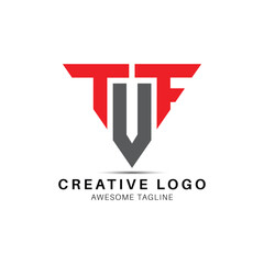 TUF letter triangle shape creative logo design icon