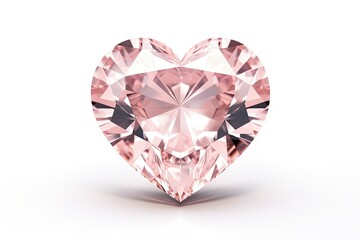 Valentine's Day, light pink heart made from a precious stone, diamond, on a white background