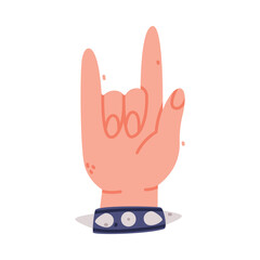 Obraz premium Human Hand Show Horn Sign Gesture Vector Illustration
