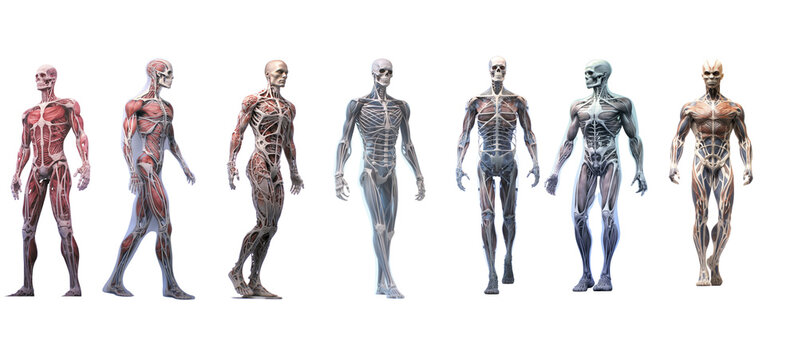 Collection set of Anatomic man ,full body on transparent background.