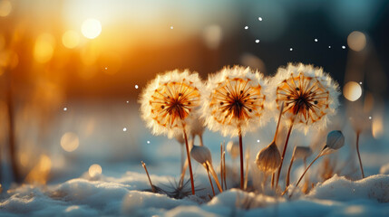 Solitary Dandelion in a Winter Wonderland