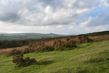 View towards Brentor on the horizon from Pork Hill carpark on Dartmoor