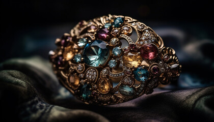Fototapeta premium The antique brooch, a symbol of wealth and elegance generated by AI