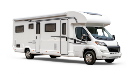 White motorhome isolated from transparent background