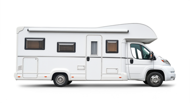 White motorhome isolated from transparent background, png
