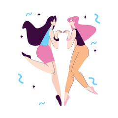 Happy Woman Character Rejoicing and Cheering with Confetti Vector Illustration