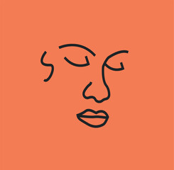 Vector women line art or woman face line art illustration or poster design.