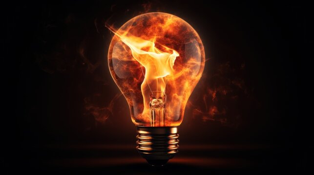 Burning Passion A flame burning brightly within a light bulb