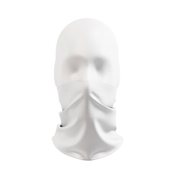 A mannequin with a Buff in face isolated on a white background