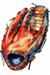 Watercolor drawing of a baseball glove. Generative AI.