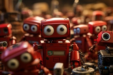 Curious Gathering of Red Robots.