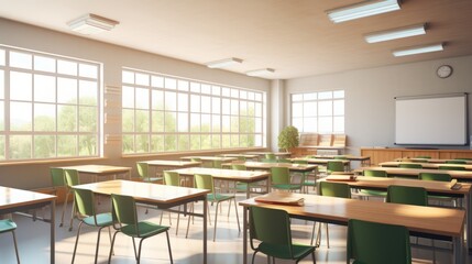 Empty school classroom. Education and school concept - obrazy, fototapety, plakaty