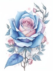 Rose flower splash style. AI generated illustration