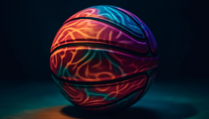Ball competition Glowing sphere shines in vibrant blue night background generated by AI
