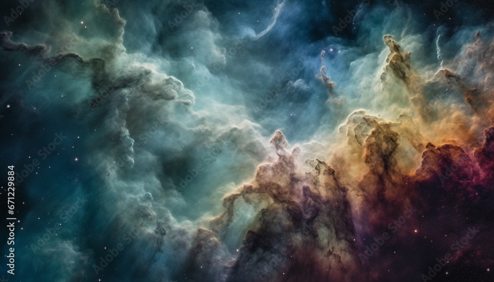 Aufkleber abstract galaxy exploding in a blue nebula, a heavenly creation generated by ai