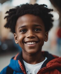 portrait of a black American boy with a friendly smile in kindergarten
