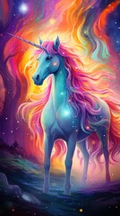 Cute Rainbow Colors Unicorn Artwork