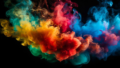 Obraz premium Multicolored Smoke in a Clean Black