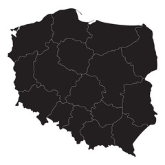Poland map. Map of Poland in administrative regions