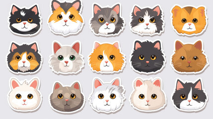 Cat portrait stickers with a selection of adorable cat breeds on a clean background.