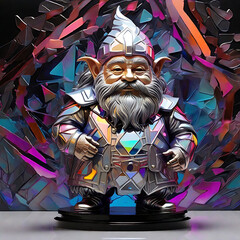 A portrait of a dwarf with metallic-colored clothing and white beard.Generative Ai