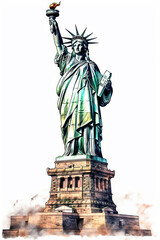 Fototapeta premium Watercolor drawing of the Statue of Liberty. Generative AI.
