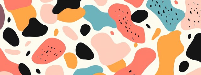 Motif abstrait sans couture en terrazzo multicolore avec fond uni. Id&eacute;al comme fond d'&eacute;cran. IA g&eacute;n&eacute;rative, IA