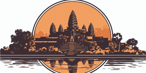 Representative illustration of Cambodia, on a white background. Generative AI.