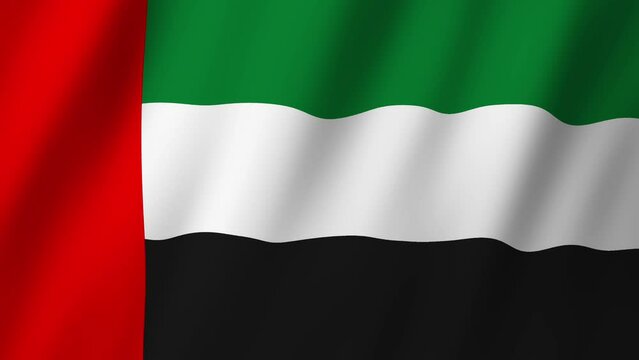 United Arab Emirates Flag. Flag of United Arab Emirates footage video waving in wind. 
