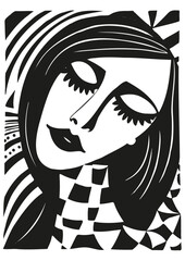 a black and white modern femme block print